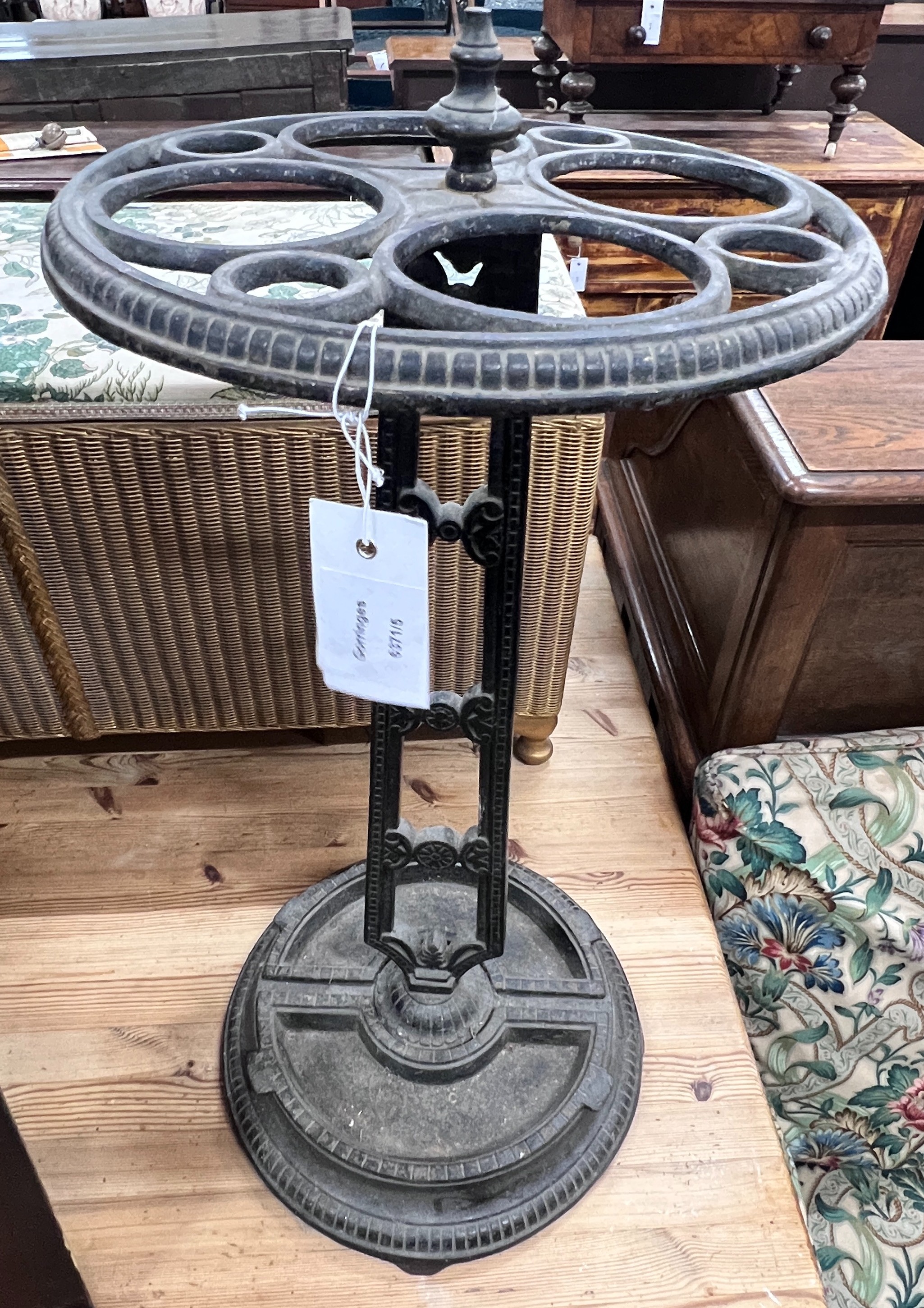 A Victorian cast iron stick stand, height 70cm